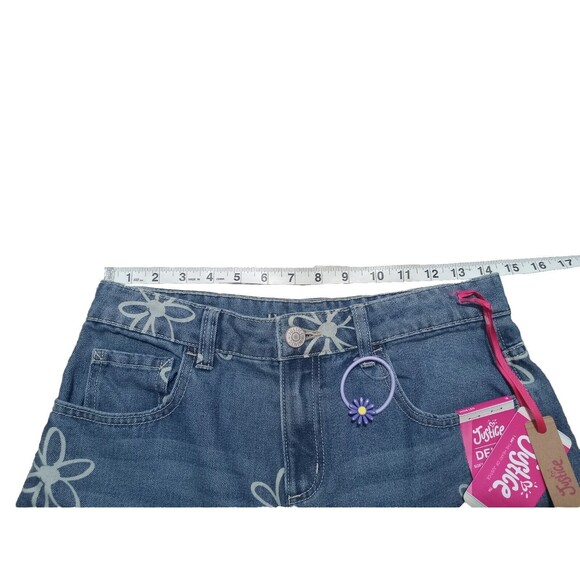 Justice Blue Kids Jeans with White Floral Pattern - Picture 3 of 7